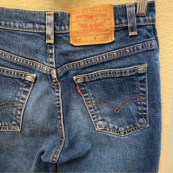 Vintage LEVI’S 517 Blue Boot Cut Slim Fit Jeans Size 7 Junior-Fit Women 24/25 - Picture 7 of 10